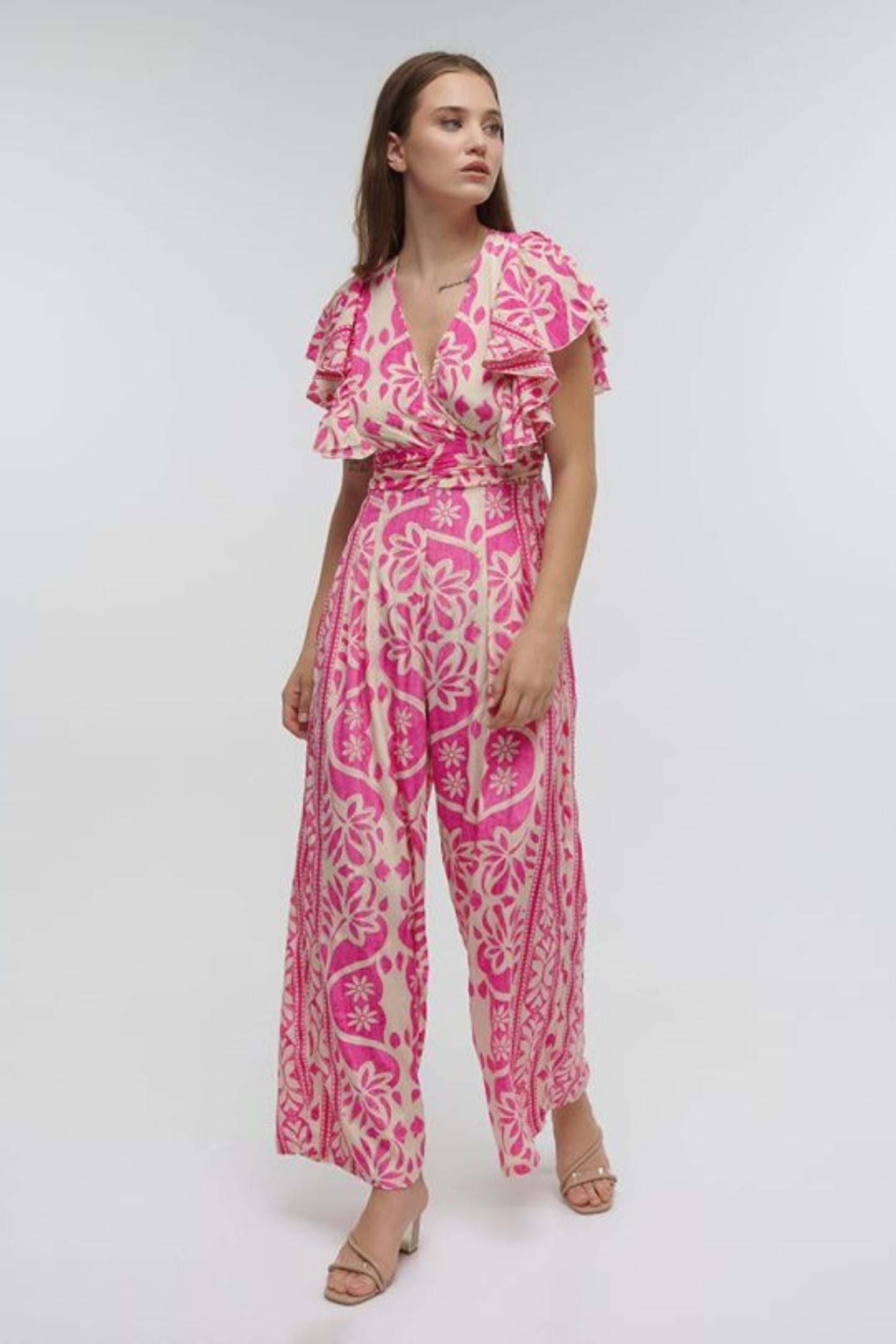 MACACÃO ROSA FLORAL