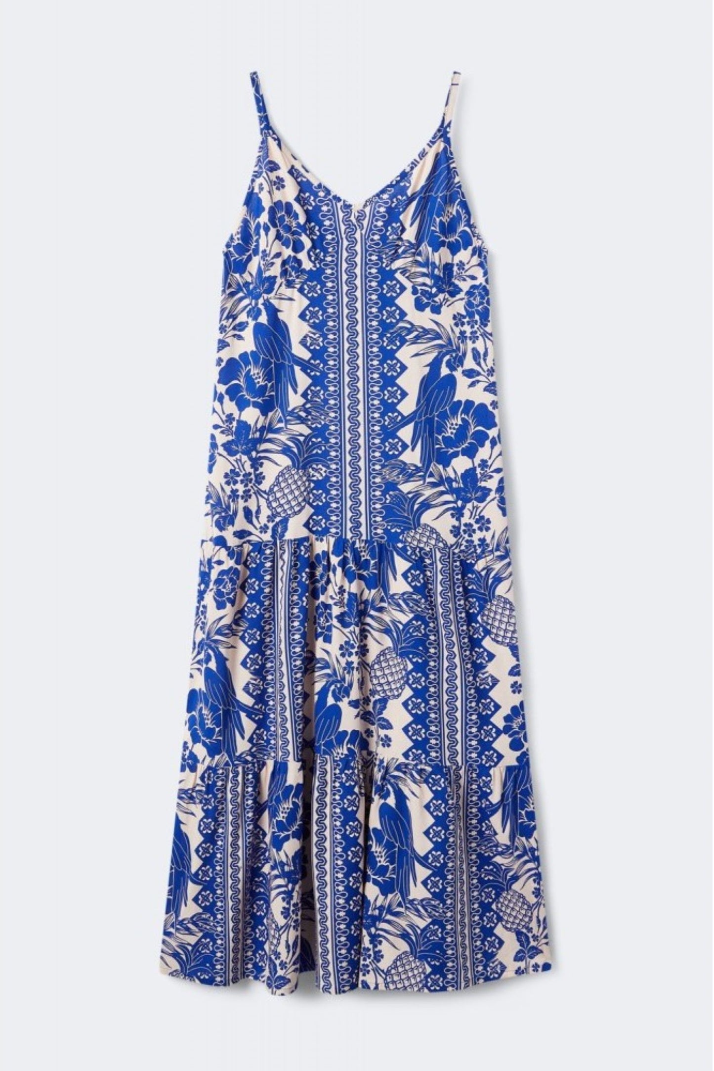 VESTIDO DE ALÇAS ESTAMPADO FLORAL AZUL