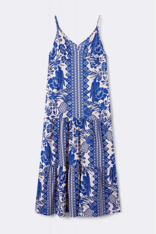 VESTIDO DE ALÇAS ESTAMPADO FLORAL AZUL