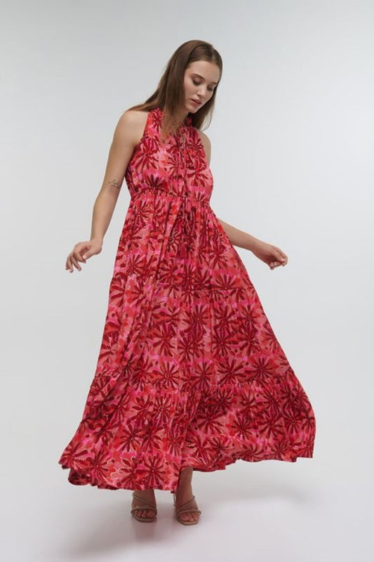 VESTIDO LONGO FLORAL ROSA