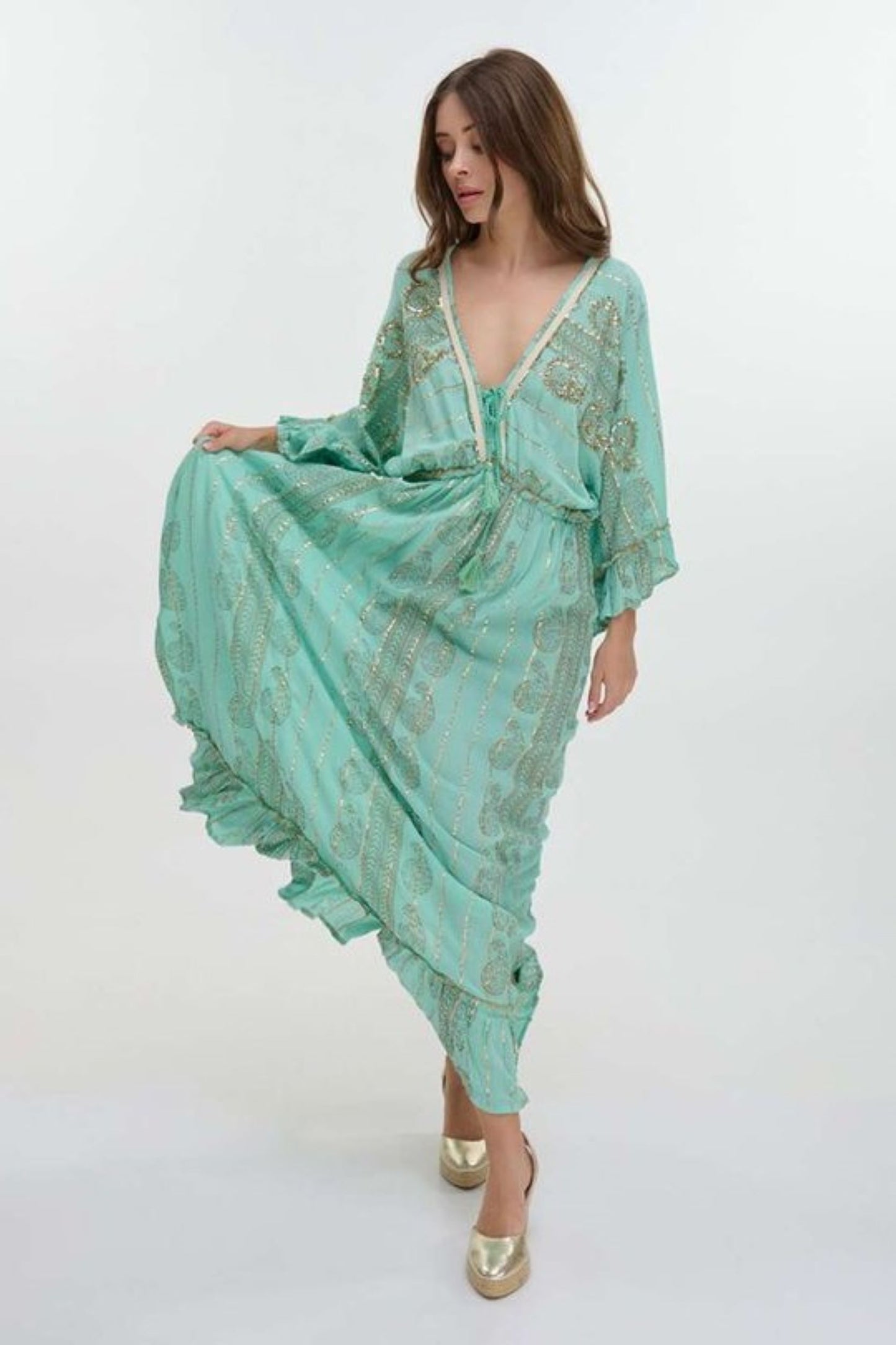 VESTIDO LONGO TURQUESA