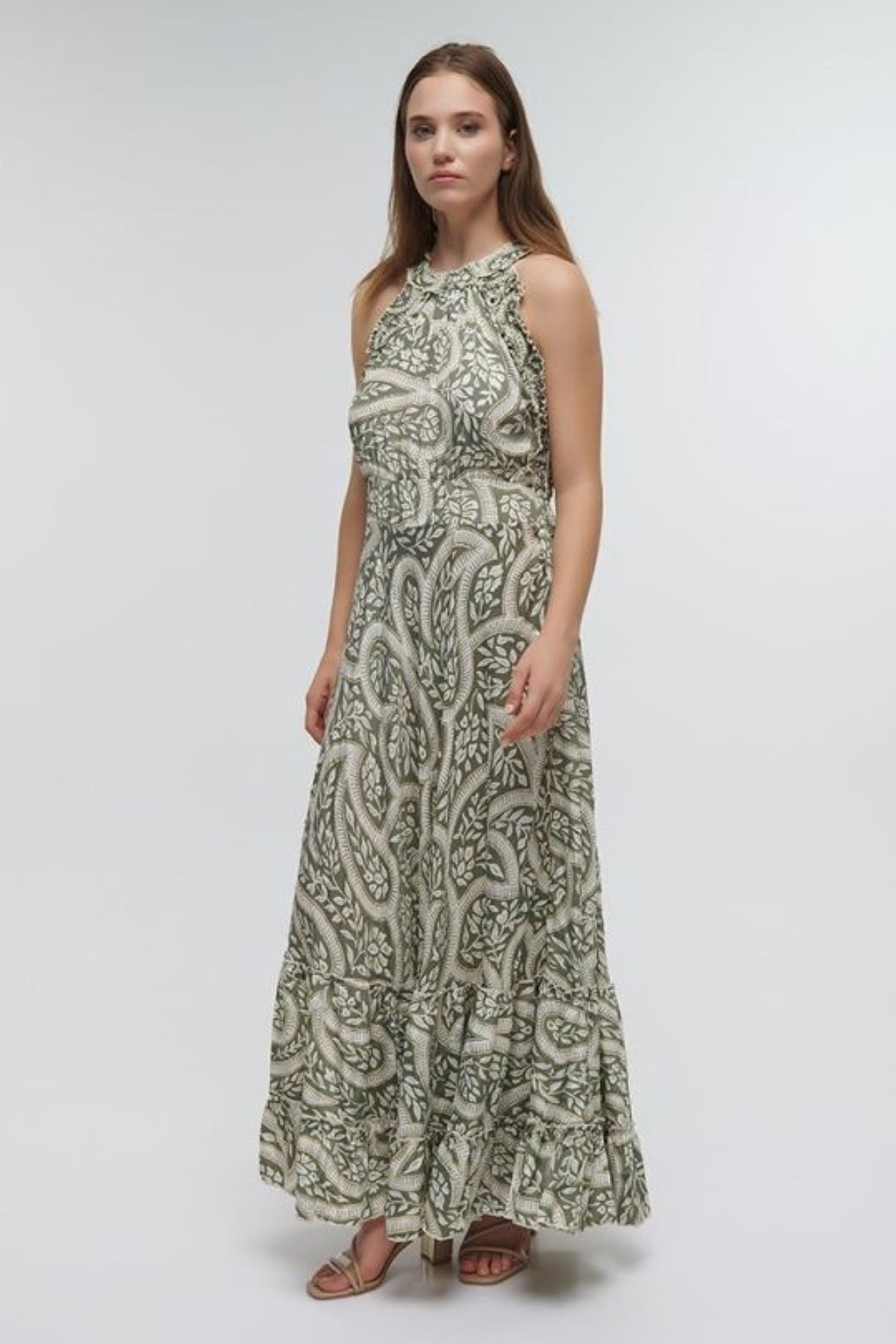 VESTIDO LONGO FLORAL VERDE