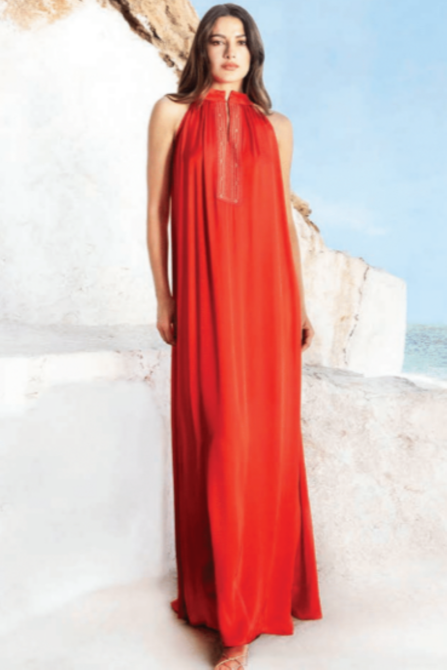 VESTIDO LONGO CORAL
