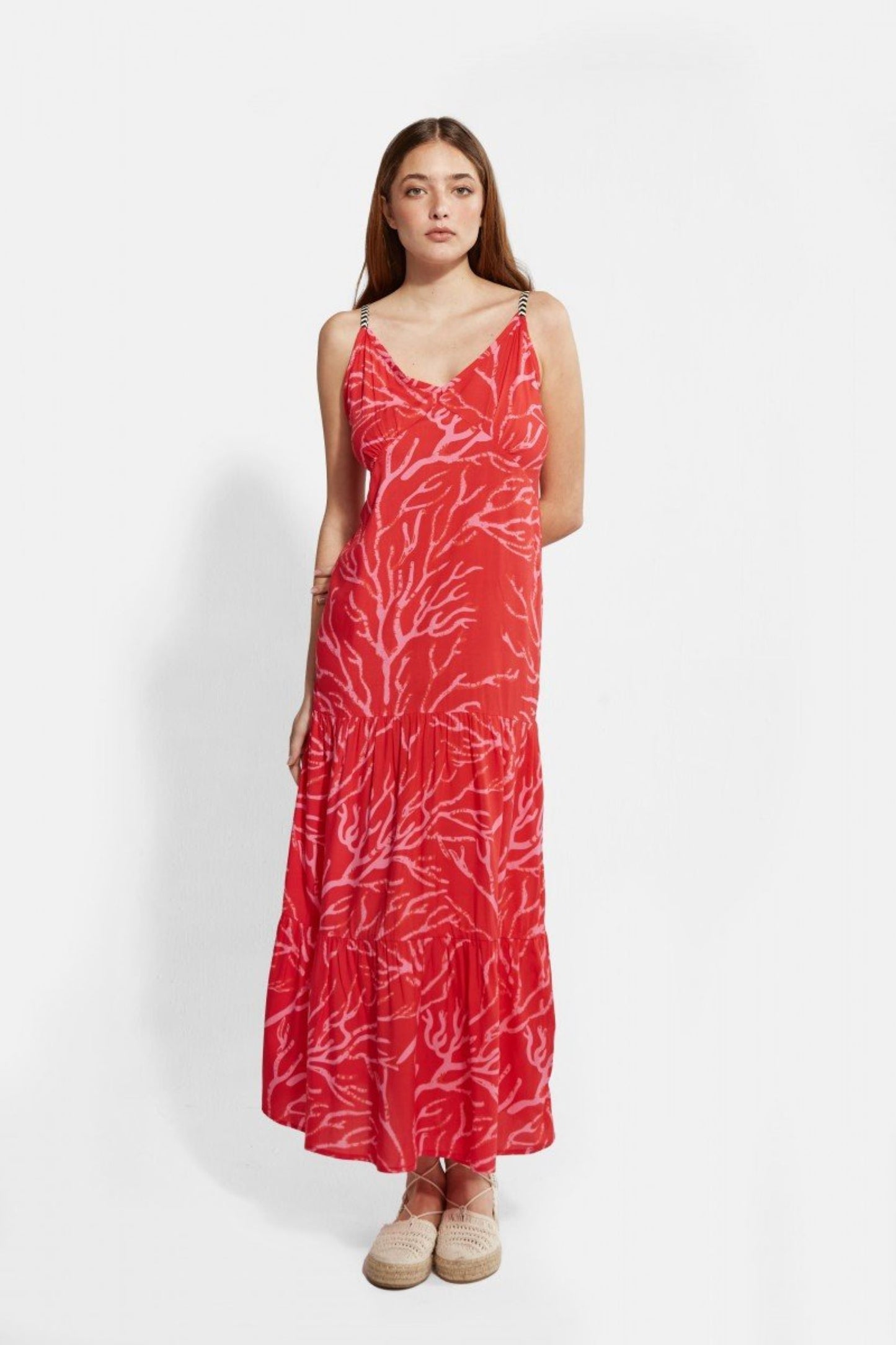 VESTIDO LONGO CORAL