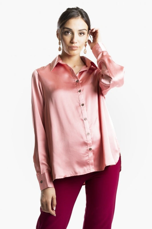 CAMISA ACETINADA ROSA