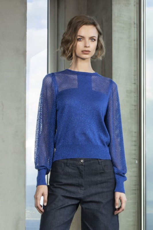 CAMISOLA EM LUREX AZUL