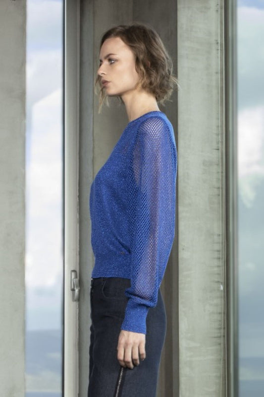 CAMISOLA EM LUREX AZUL