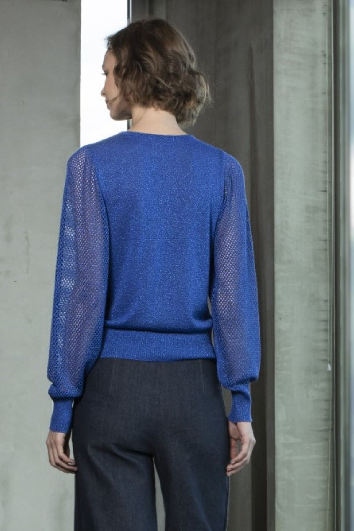 CAMISOLA EM LUREX AZUL