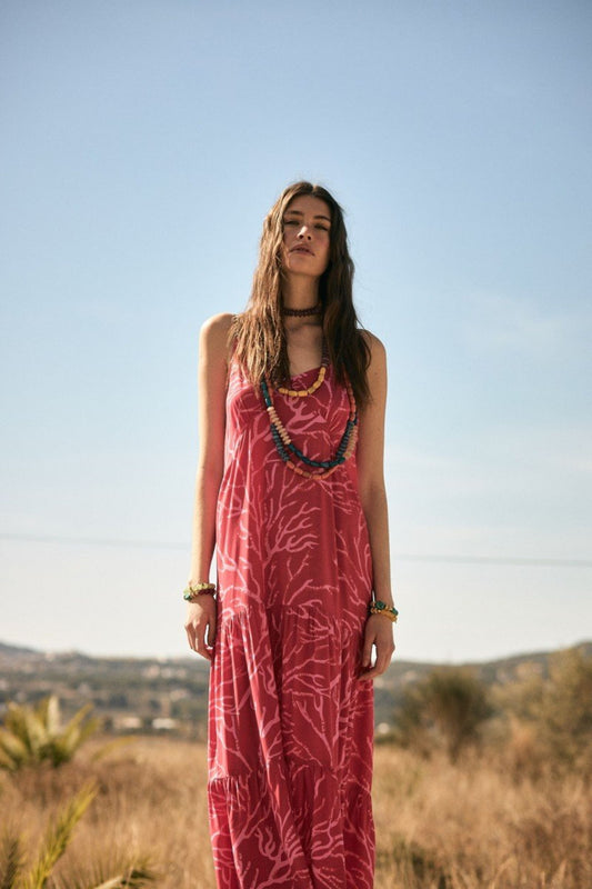 VESTIDO LONGO CORAL