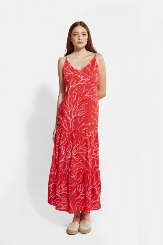 VESTIDO LONGO CORAL